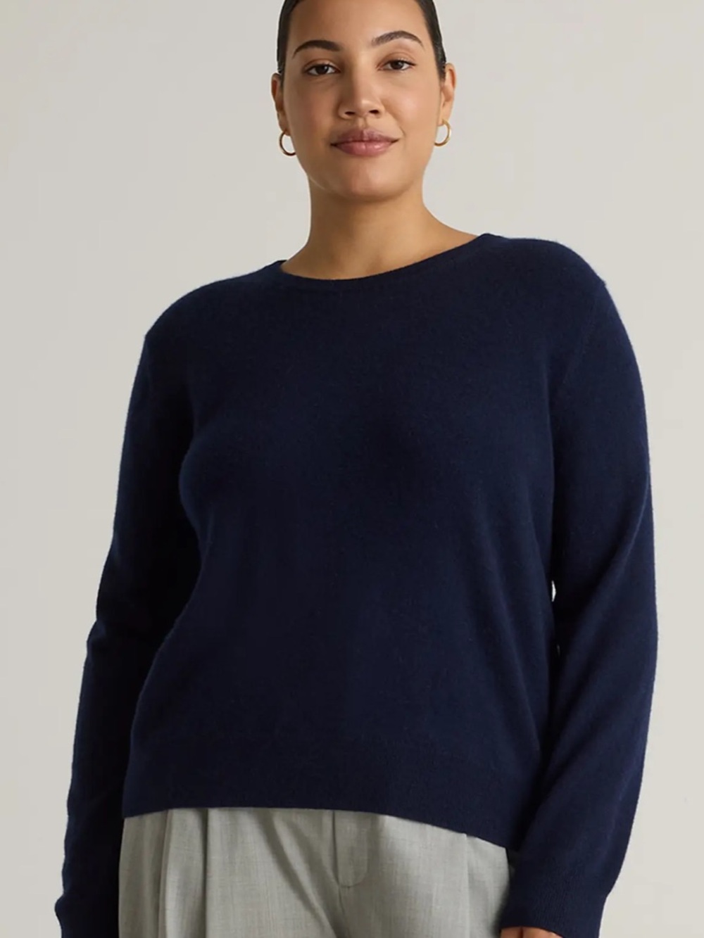 Quince Fisherman Crewneck Sweater Womens M Navy Excellent Mongolian Cashmere - Picture 7 of 7